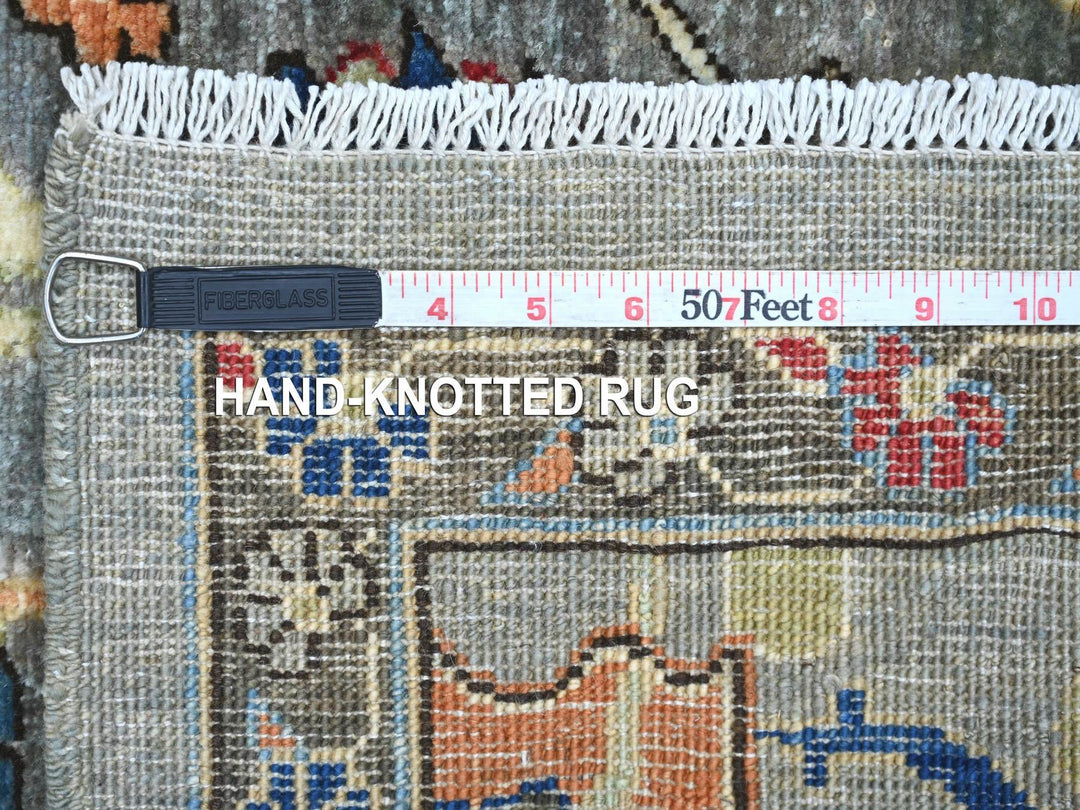 2'11" x 15'11" New Hand Knotted Grey Wool Runner Oriental Rug - MOA10221284