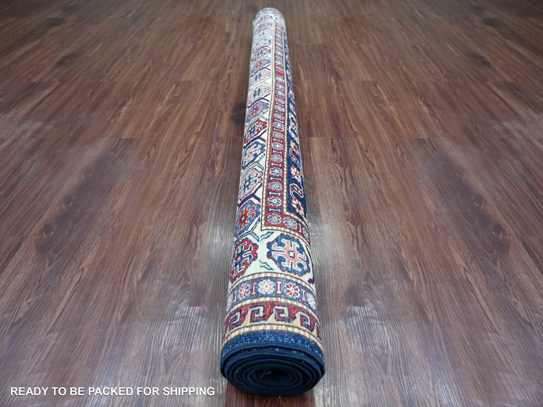 5'11" x 8'7" New Hand Knotted Blue Wool Rectangle Oriental Rug - MOA10221285