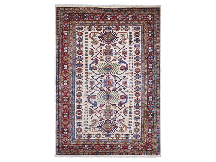 6'1" x 8'8" New Hand Knotted Ivory Wool Rectangle Oriental Rug - MOA10221287
