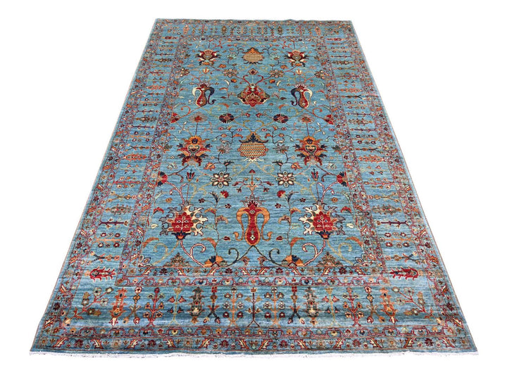 5'7" x 8'2" New Hand Knotted Blue Wool Rectangle Oriental Rug - MOA10221288