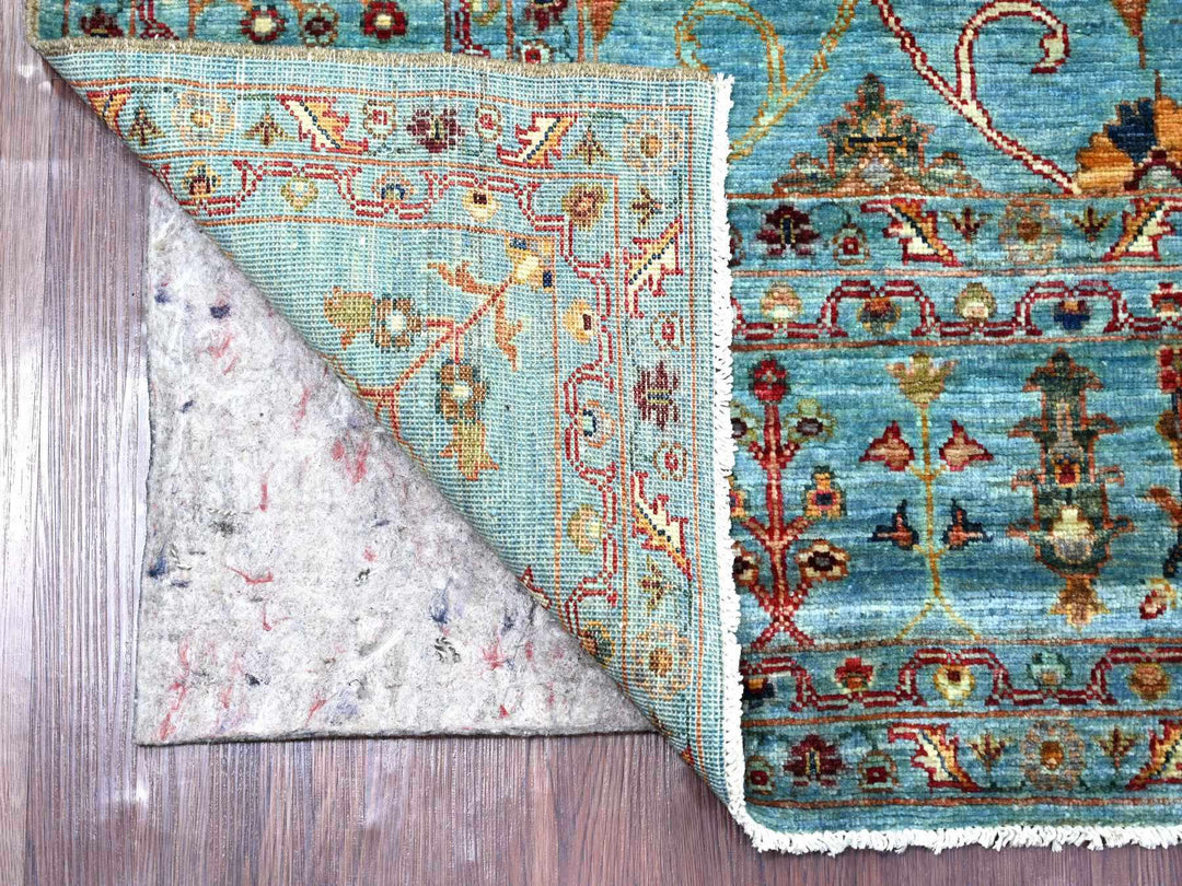 5'7" x 8'2" New Hand Knotted Blue Wool Rectangle Oriental Rug - MOA10221288
