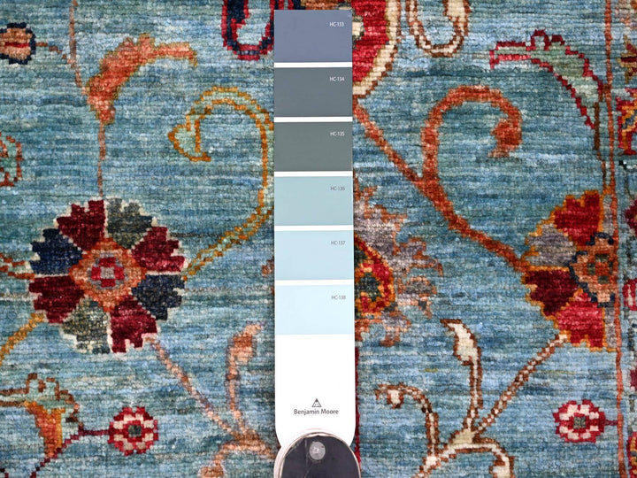 5'7" x 8'2" New Hand Knotted Blue Wool Rectangle Oriental Rug - MOA10221288