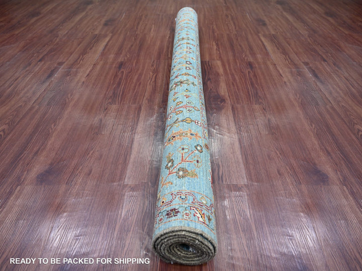 5'7" x 8'2" New Hand Knotted Blue Wool Rectangle Oriental Rug - MOA10221288