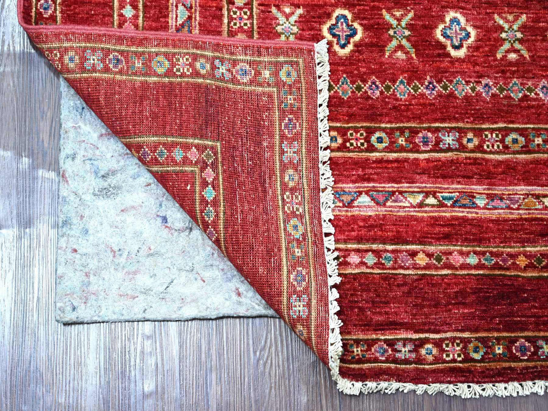 5'8" x 8'3" New Hand Knotted Red Wool Rectangle Oriental Rug - MOA10221289