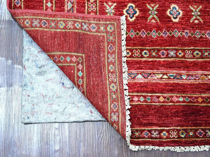 5'8" x 8'3" New Hand Knotted Red Wool Rectangle Oriental Rug - MOA10221289