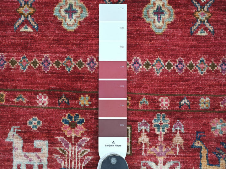 5'8" x 8'3" New Hand Knotted Red Wool Rectangle Oriental Rug - MOA10221289