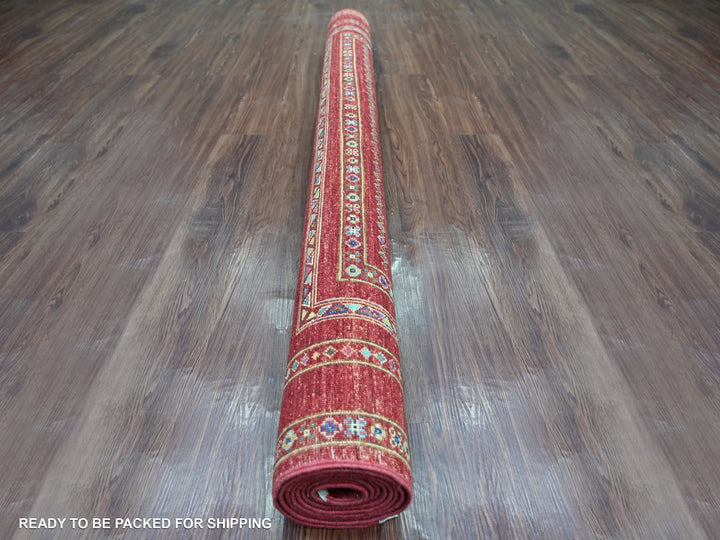 5'8" x 8'3" New Hand Knotted Red Wool Rectangle Oriental Rug - MOA10221289