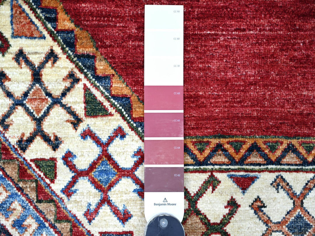6'6" x 6'6" New Hand Knotted Red Wool Round Oriental Rug - MOA10221290