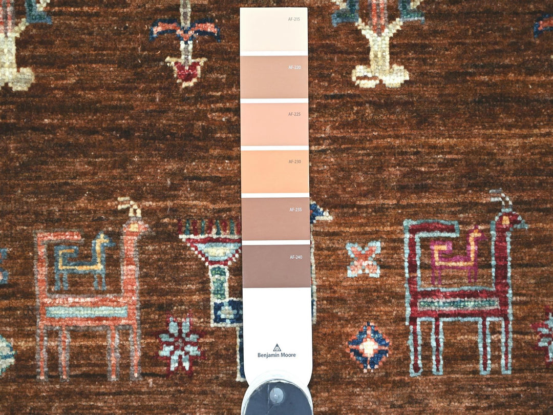 6'10" x 9'8" New Hand Knotted Brown Wool Rectangle Oriental Rug - MOA10221291