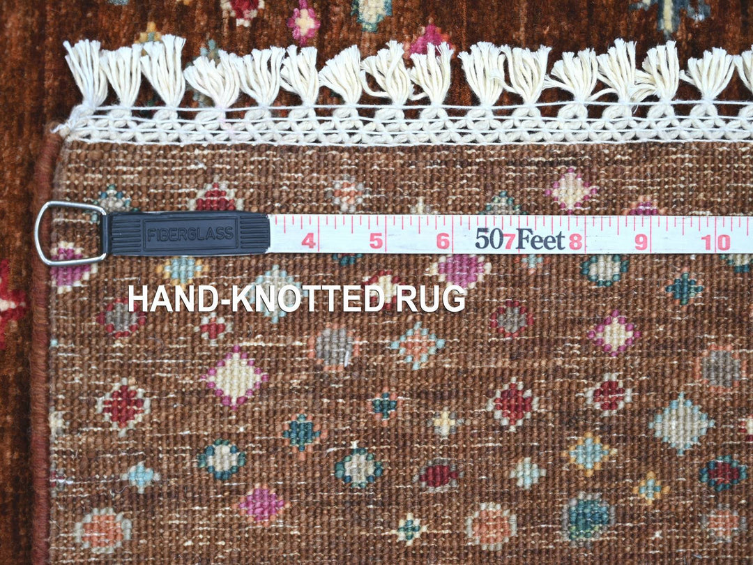 6'10" x 9'8" New Hand Knotted Brown Wool Rectangle Oriental Rug - MOA10221291