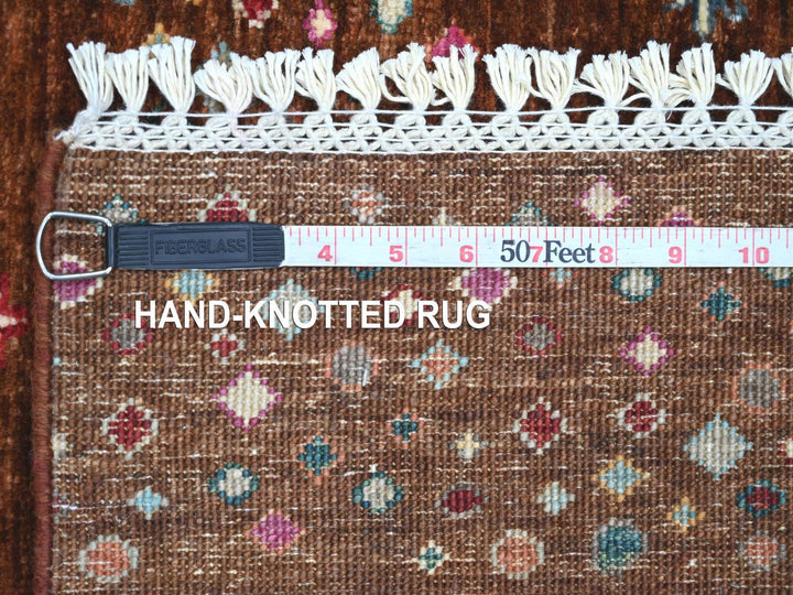 6'10" x 9'8" New Hand Knotted Brown Wool Rectangle Oriental Rug - MOA10221291