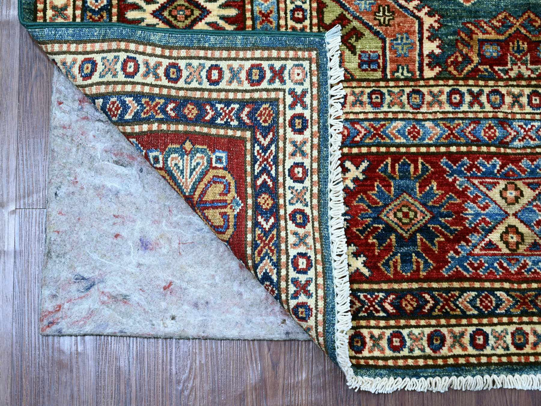 5'10" x 8'8" New Hand Knotted Green Wool Rectangle Oriental Rug - MOA10221292