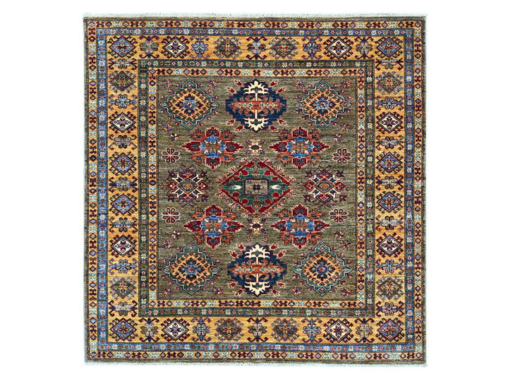 6'0" x 6'0" New Hand Knotted Brown Wool Square Oriental Rug - MOA10221293