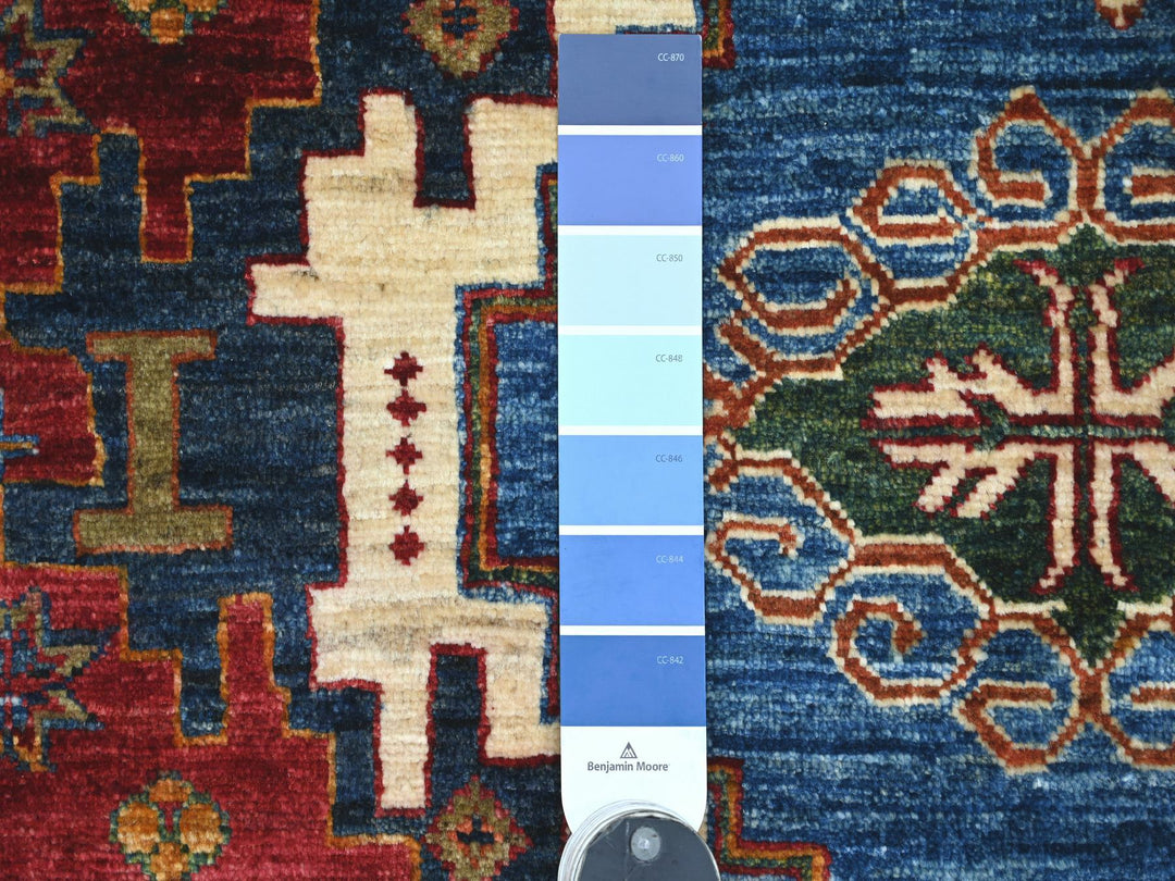 5'7" x 5'7" New Hand Knotted Blue Wool Round Oriental Rug - MOA10221294