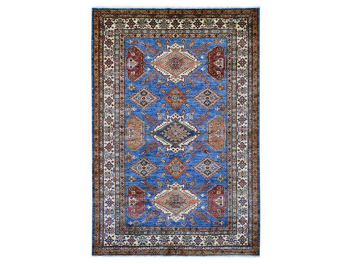 5'10" x 8'10" New Hand Knotted Blue Wool Rectangle Oriental Rug - MOA10221297