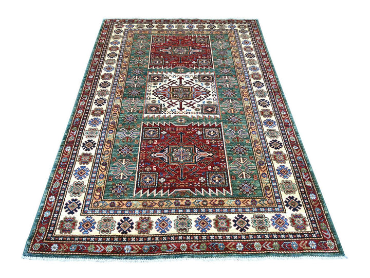 5'0" x 7'2" New Hand Knotted Green Wool Rectangle Oriental Rug - MOA10221299