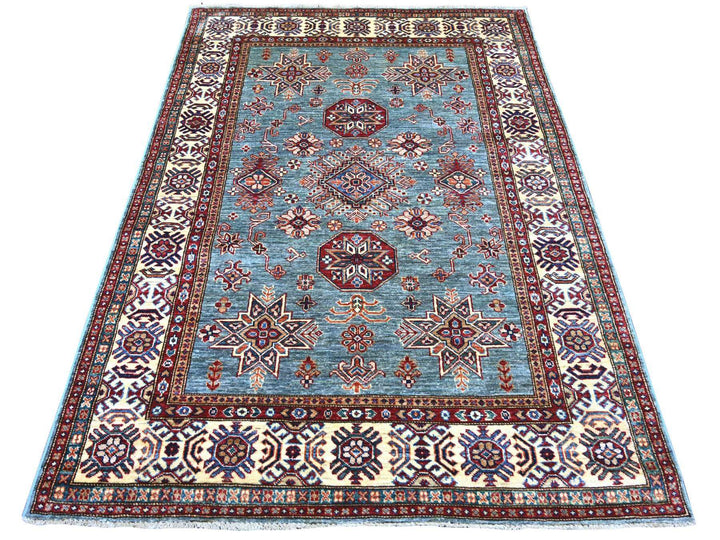 4'9" x 6'7" New Hand Knotted Grey Wool Rectangle Oriental Rug - MOA10221300