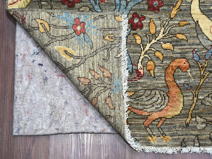 11'11" x 15'8" New Hand Knotted Grey Wool Rectangle Oriental Rug - MOA10221301