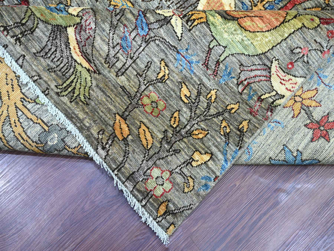 11'11" x 15'8" New Hand Knotted Grey Wool Rectangle Oriental Rug - MOA10221301