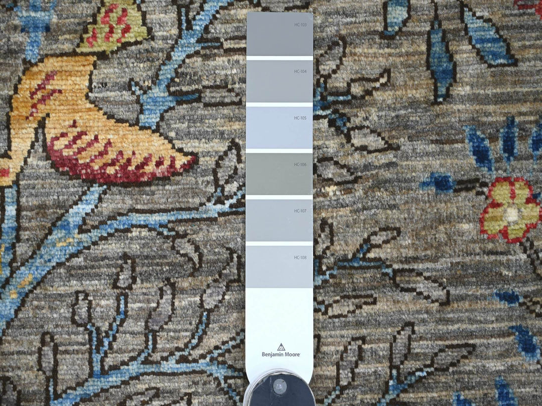 11'11" x 15'8" New Hand Knotted Grey Wool Rectangle Oriental Rug - MOA10221301