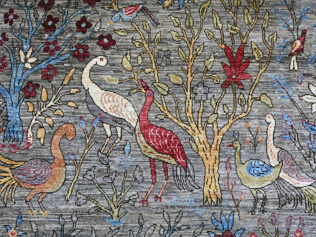 11'11" x 15'8" New Hand Knotted Grey Wool Rectangle Oriental Rug - MOA10221301