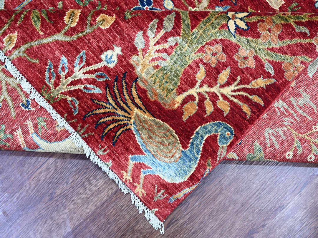 8'4" x 9'10" New Hand Knotted Red Wool Rectangle Oriental Rug - MOA10221303