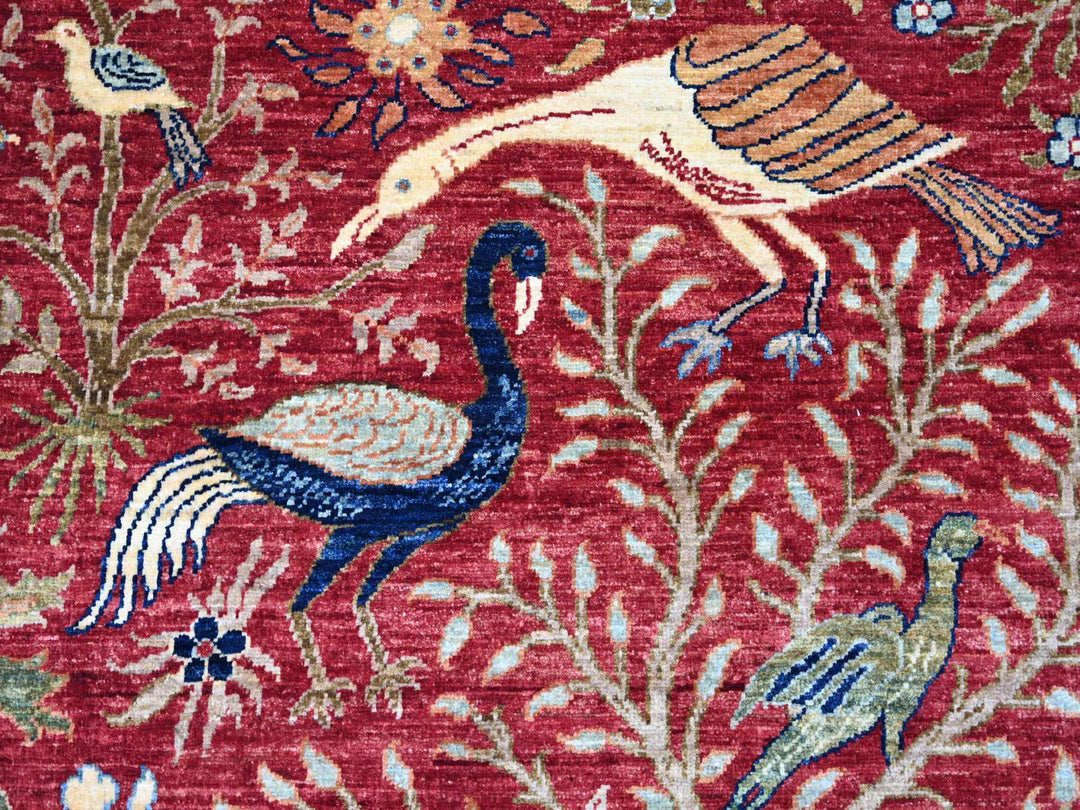 8'4" x 9'10" New Hand Knotted Red Wool Rectangle Oriental Rug - MOA10221303