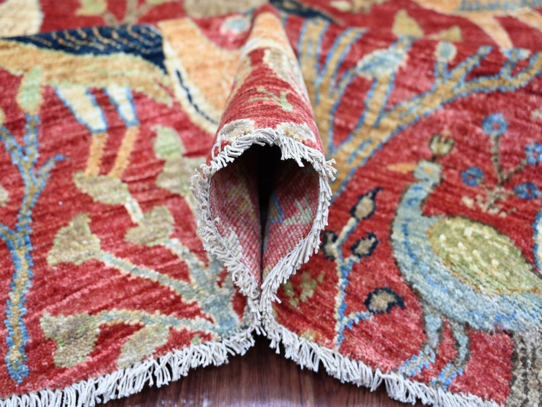 8'1" x 8'3" New Hand Knotted Red Wool Round Oriental Rug - MOA10221306
