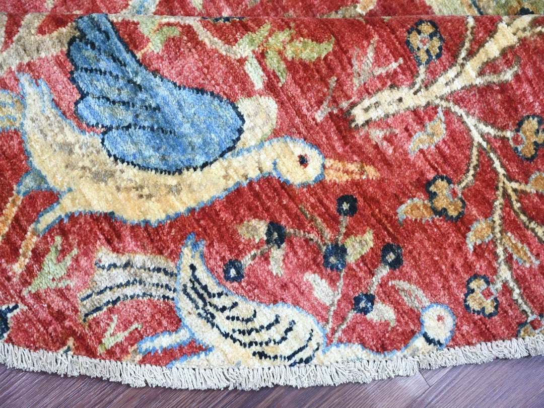 8'1" x 8'3" New Hand Knotted Red Wool Round Oriental Rug - MOA10221306
