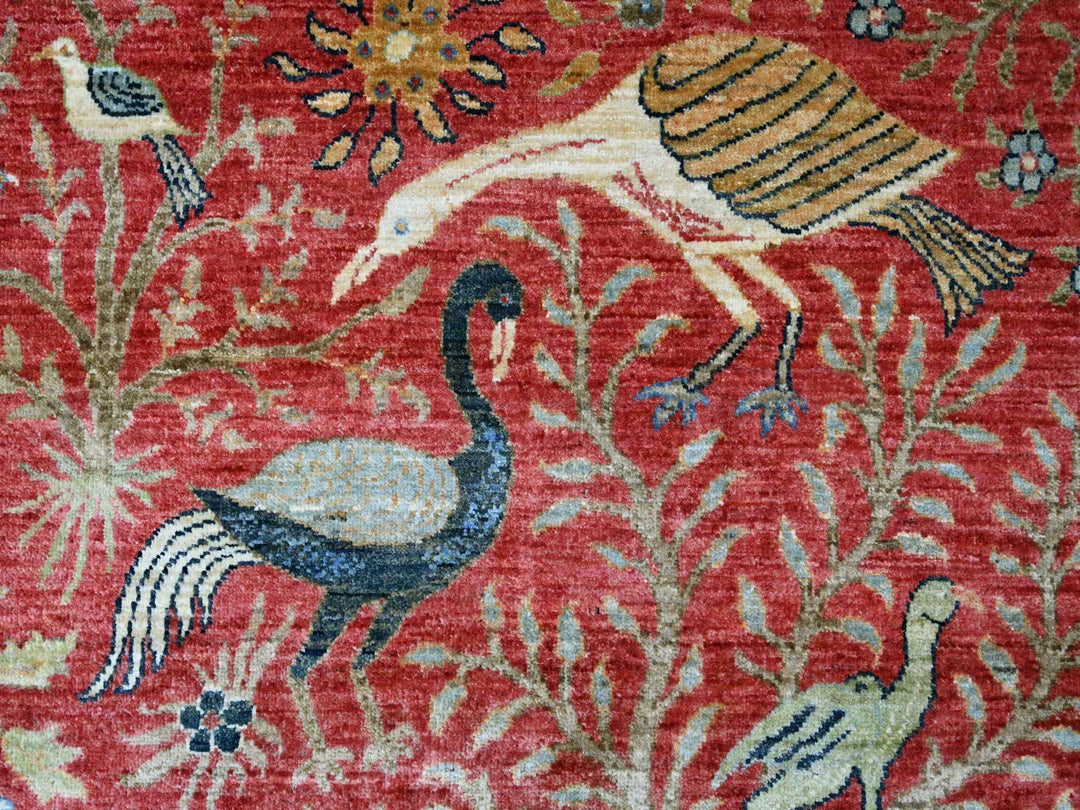 8'1" x 8'3" New Hand Knotted Red Wool Round Oriental Rug - MOA10221306