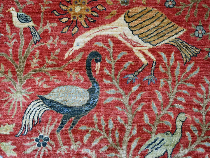 8'1" x 8'3" New Hand Knotted Red Wool Round Oriental Rug - MOA10221306