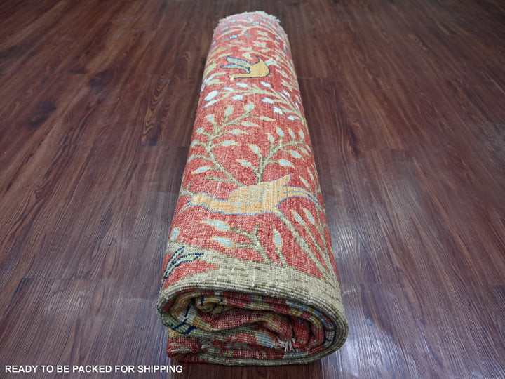 8'1" x 8'3" New Hand Knotted Red Wool Round Oriental Rug - MOA10221306