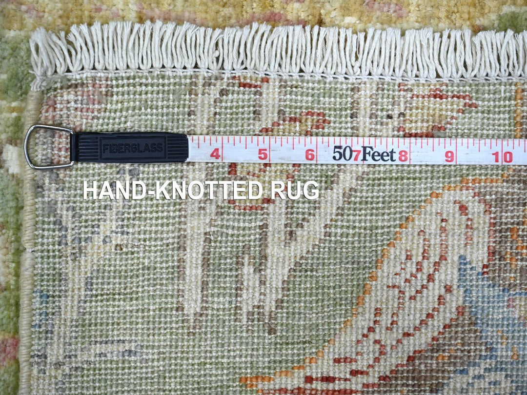4'1" x 10'1" New Hand Knotted Green Wool Runner Oriental Rug - MOA10221307