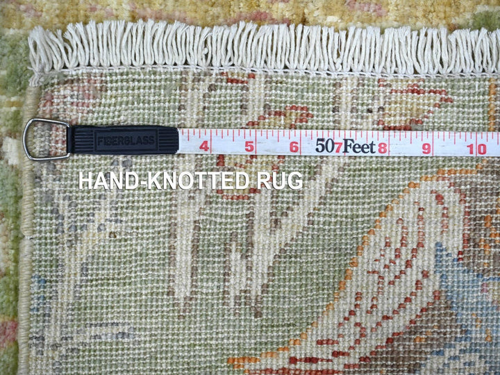 4'1" x 10'1" New Hand Knotted Green Wool Runner Oriental Rug - MOA10221307