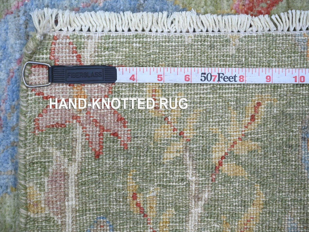 3'11" x 12'2" New Hand Knotted Green Wool Runner Oriental Rug - MOA10221308