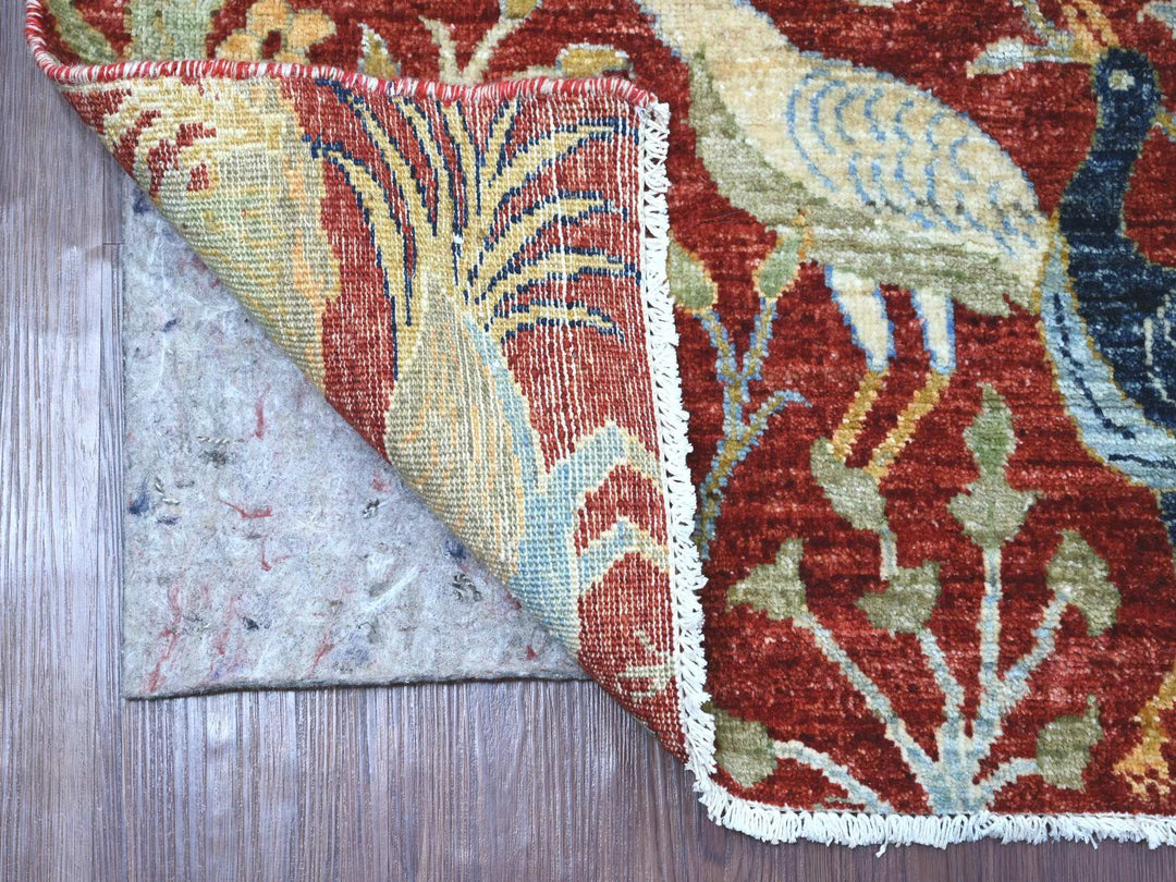 4'2" x 6'1" New Hand Knotted Red Wool Rectangle Oriental Rug - MOA10221309