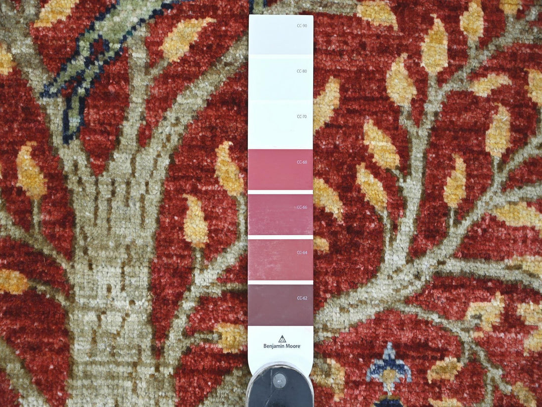 4'2" x 6'1" New Hand Knotted Red Wool Rectangle Oriental Rug - MOA10221309
