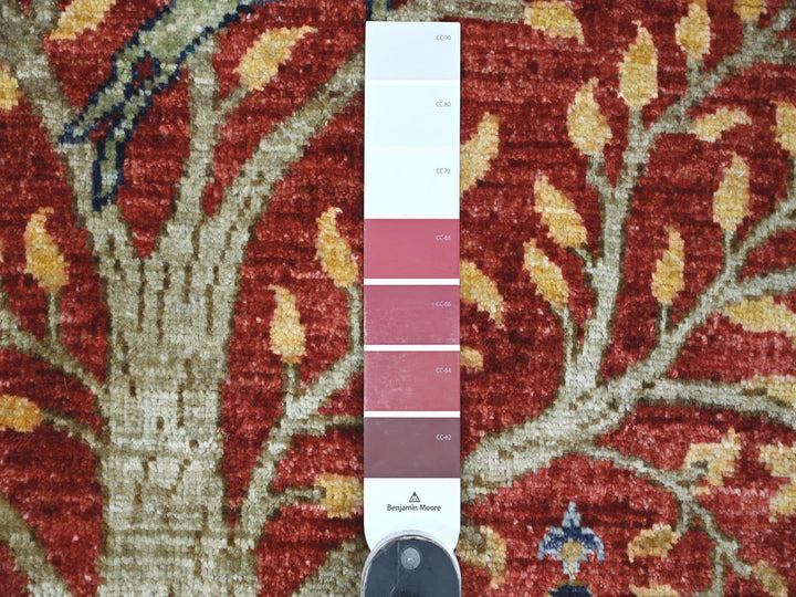4'2" x 6'1" New Hand Knotted Red Wool Rectangle Oriental Rug - MOA10221309