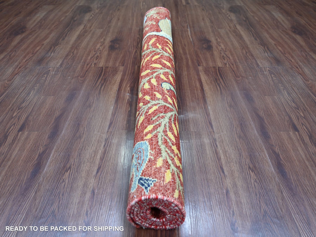 4'2" x 6'1" New Hand Knotted Red Wool Rectangle Oriental Rug - MOA10221309