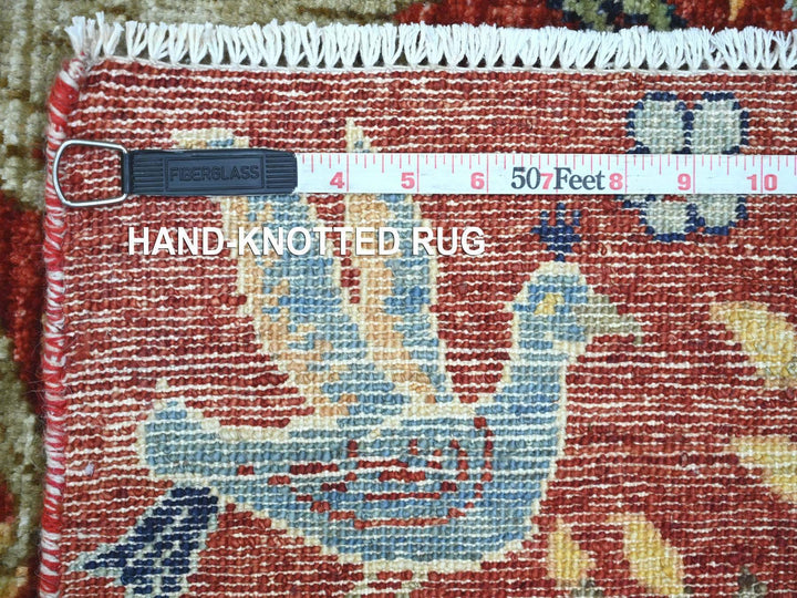 4'2" x 6'1" New Hand Knotted Red Wool Rectangle Oriental Rug - MOA10221309