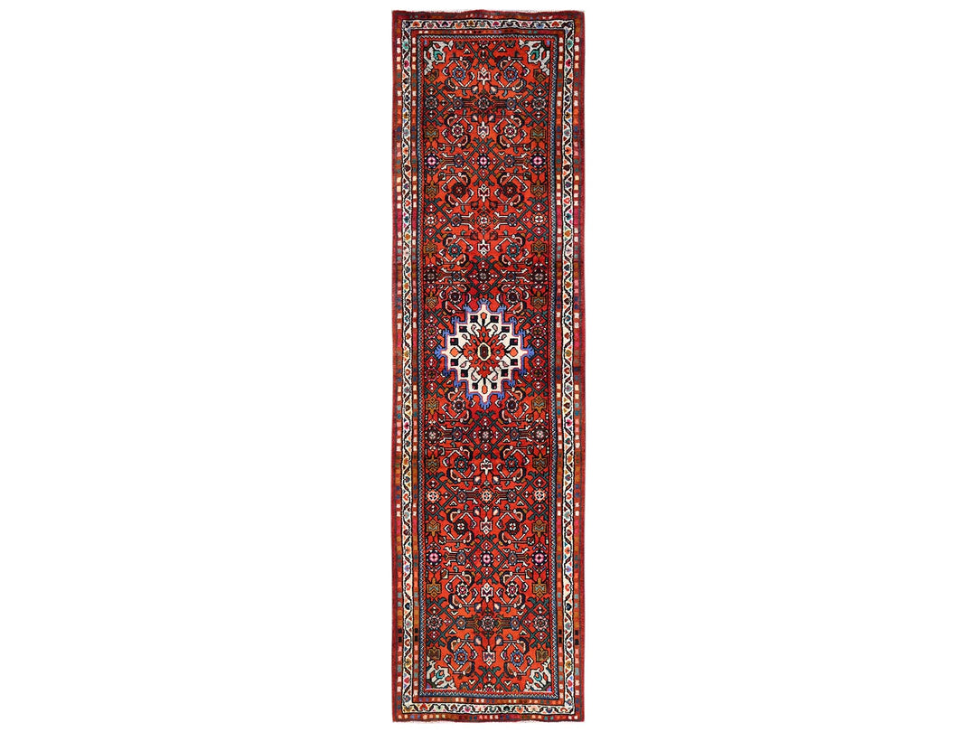 2'7" x 10'1" New Hand Knotted Red Wool Runner Oriental Rug - MOA1022130