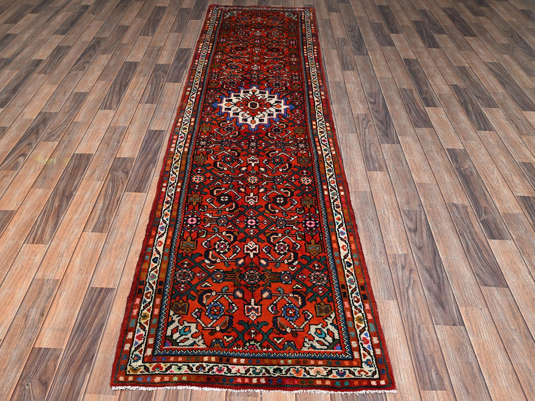 2'7" x 10'1" New Hand Knotted Red Wool Runner Oriental Rug - MOA1022130