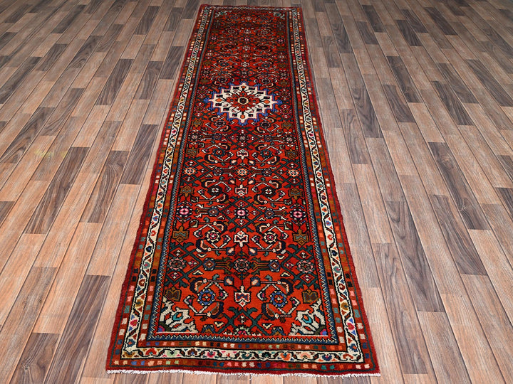 2'7" x 10'1" New Hand Knotted Red Wool Runner Oriental Rug - MOA1022130