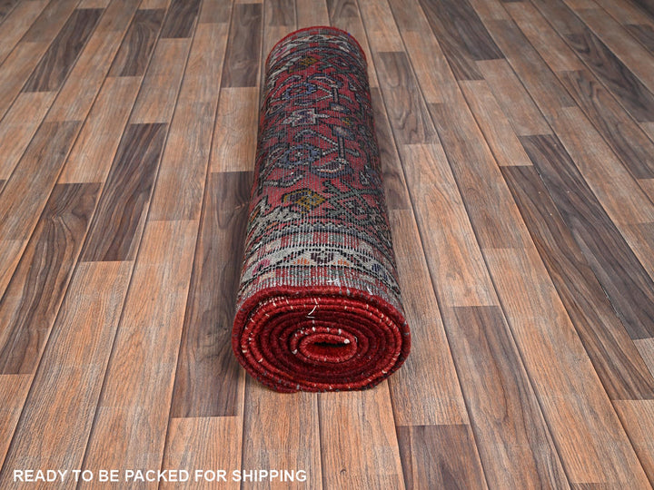 2'7" x 10'1" New Hand Knotted Red Wool Runner Oriental Rug - MOA1022130