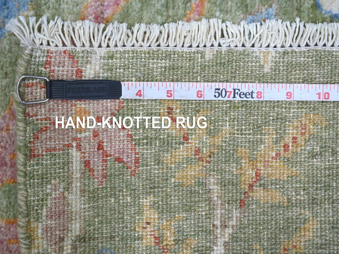 4'0" x 12'2" New Hand Knotted Green Wool Runner Oriental Rug - MOA10221310
