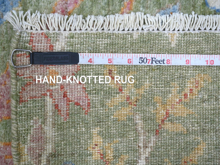 4'0" x 12'2" New Hand Knotted Green Wool Runner Oriental Rug - MOA10221310
