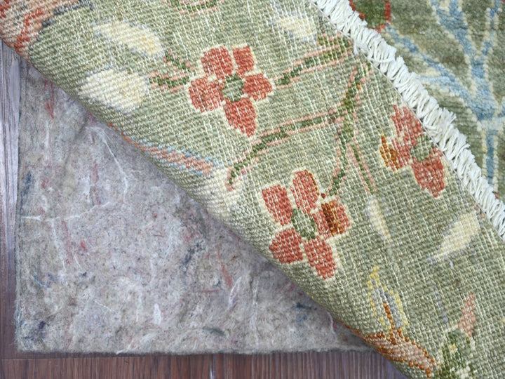 5'1" x 5'2" New Hand Knotted Green Wool Round Oriental Rug - MOA10221313
