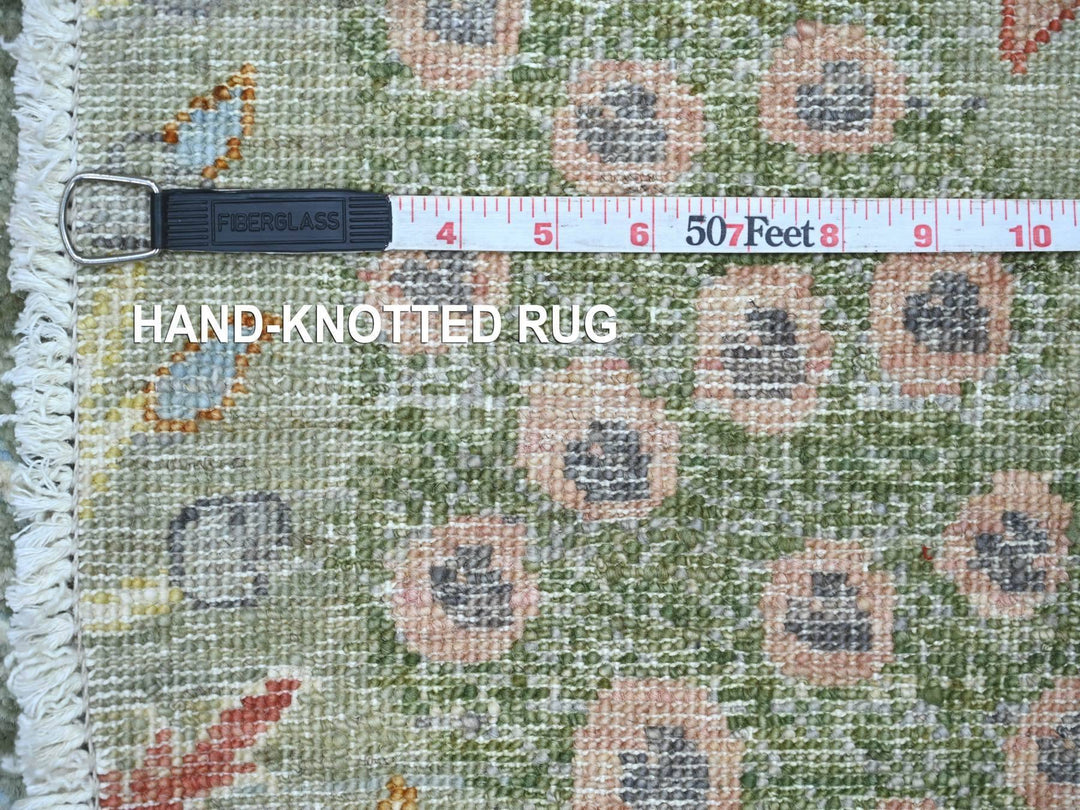 5'1" x 5'2" New Hand Knotted Green Wool Round Oriental Rug - MOA10221313
