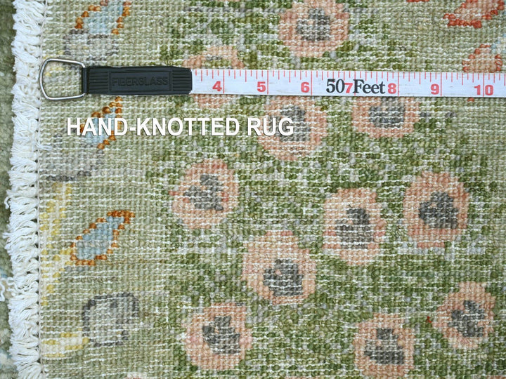 6'0" x 6'1" New Hand Knotted Green Wool Round Oriental Rug - MOA10221314