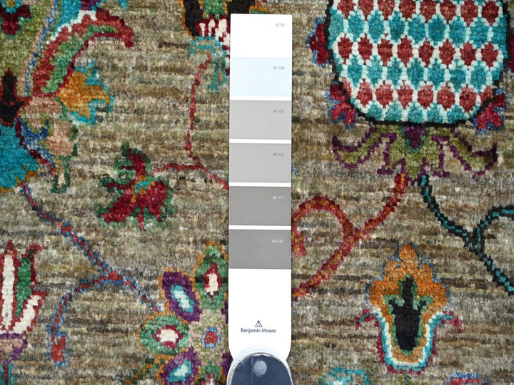 9'0" x 12'1" New Hand Knotted Green Wool Rectangle Oriental Rug - MOA10221315